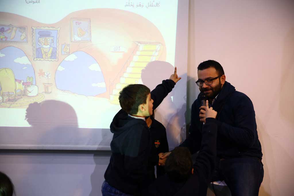 Samir Éditeur - Animation sur Le petit homme qui vivait dans mon nez avec les élèves de Melkart. Crédit photo : Wajiha Shihab