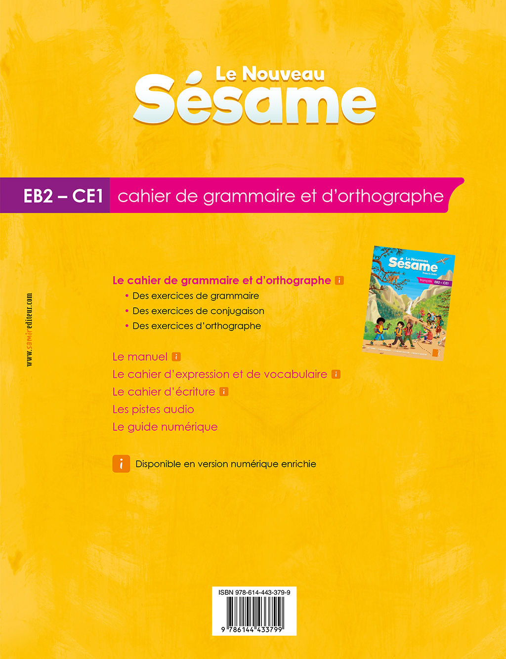 Samir Éditeur - Cahier de grammaire et d’orthographe numérique EB2/CE1 - Quatrième de couverture