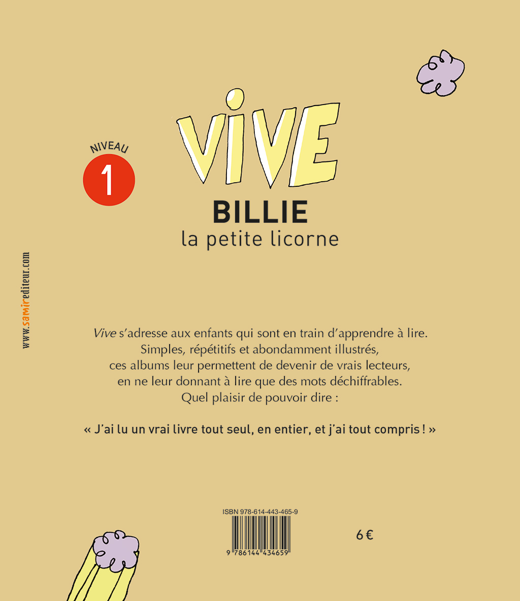Samir Éditeur - Billie la petite licorne - Quatrième de couverture