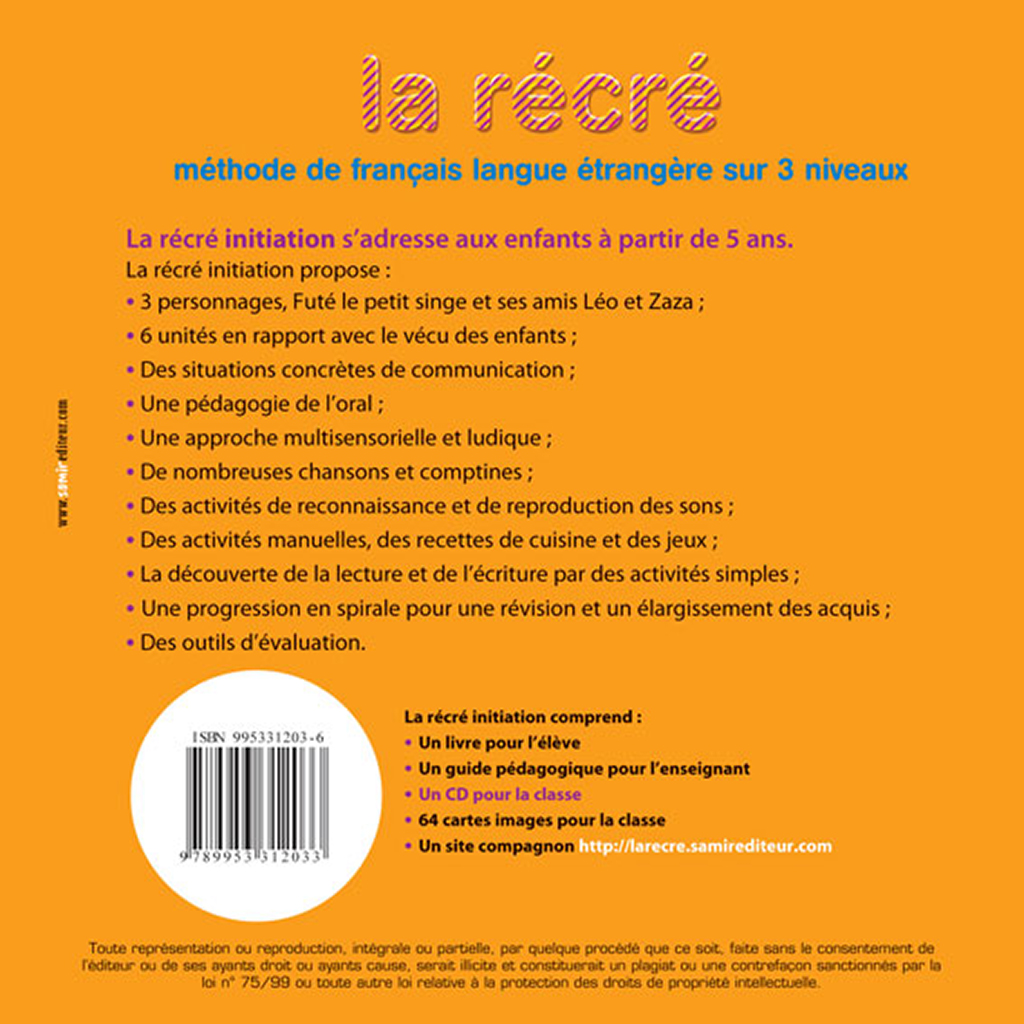 Samir Éditeur - CD Niveau Initiation - Quatrième de couverture
